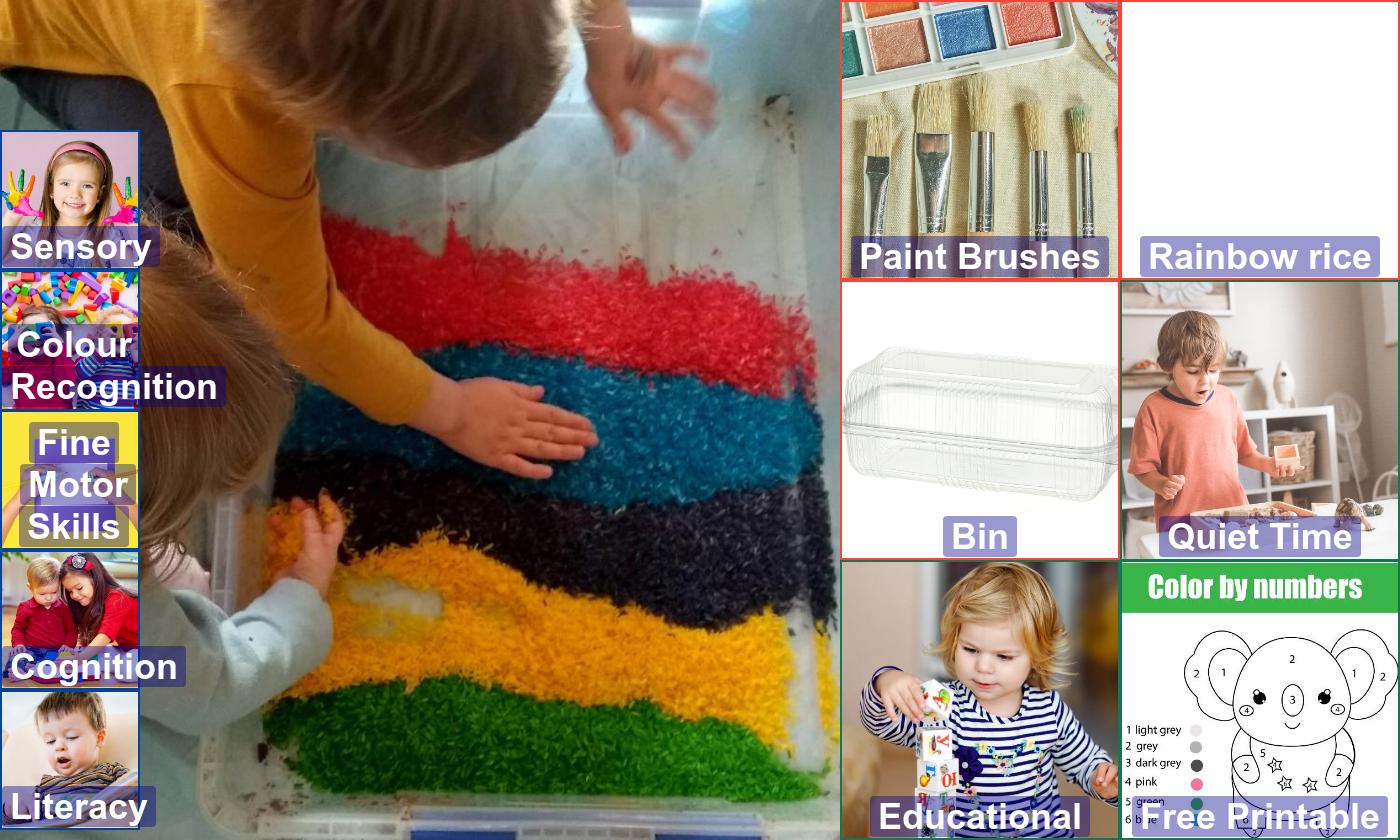 Rainbow rice writing tray